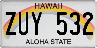 HI license plate ZUY532