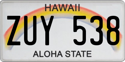 HI license plate ZUY538