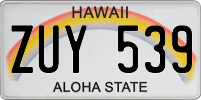 HI license plate ZUY539