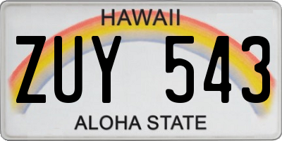 HI license plate ZUY543