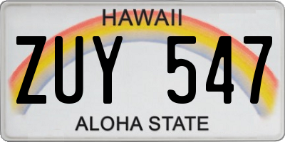 HI license plate ZUY547