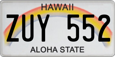 HI license plate ZUY552