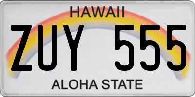 HI license plate ZUY555