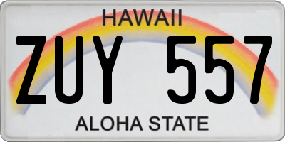 HI license plate ZUY557