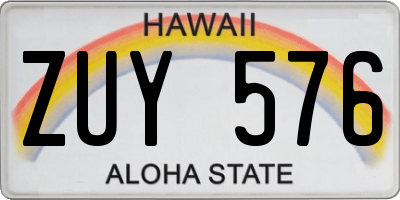 HI license plate ZUY576