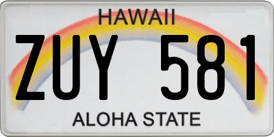 HI license plate ZUY581