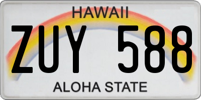 HI license plate ZUY588
