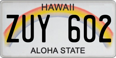 HI license plate ZUY602