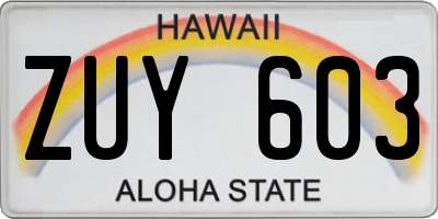 HI license plate ZUY603