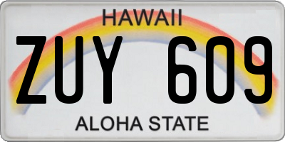 HI license plate ZUY609