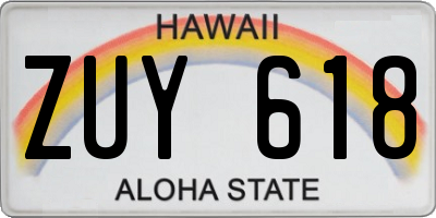 HI license plate ZUY618