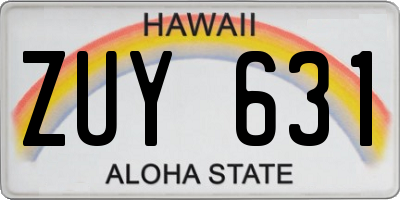 HI license plate ZUY631
