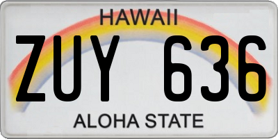 HI license plate ZUY636