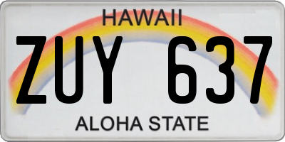 HI license plate ZUY637