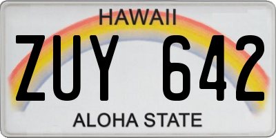 HI license plate ZUY642