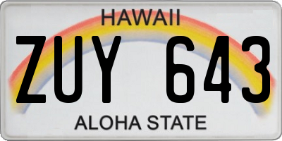 HI license plate ZUY643