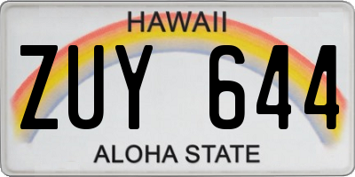 HI license plate ZUY644