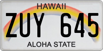 HI license plate ZUY645
