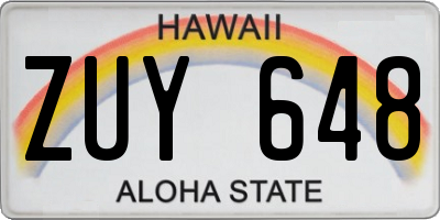 HI license plate ZUY648