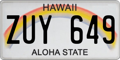 HI license plate ZUY649