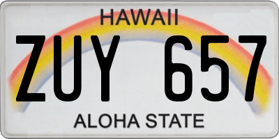 HI license plate ZUY657