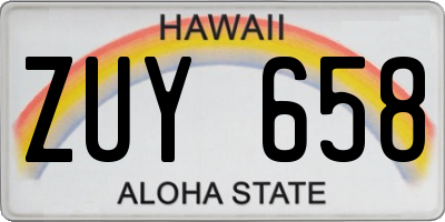 HI license plate ZUY658