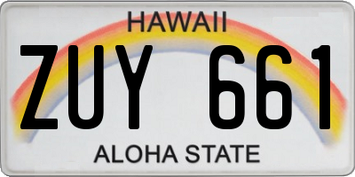 HI license plate ZUY661