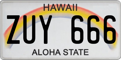 HI license plate ZUY666