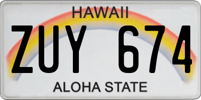 HI license plate ZUY674