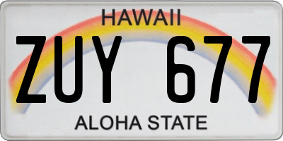HI license plate ZUY677