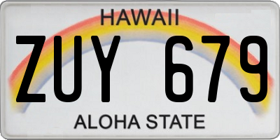 HI license plate ZUY679
