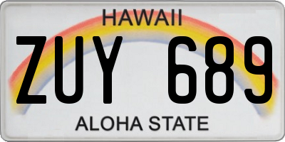 HI license plate ZUY689