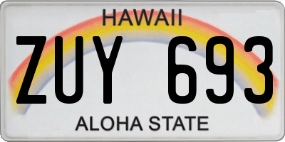 HI license plate ZUY693