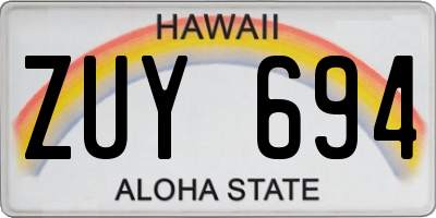 HI license plate ZUY694