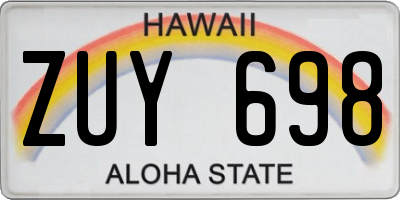 HI license plate ZUY698