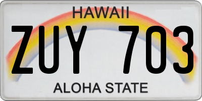 HI license plate ZUY703