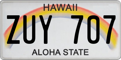 HI license plate ZUY707