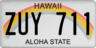 HI license plate ZUY711