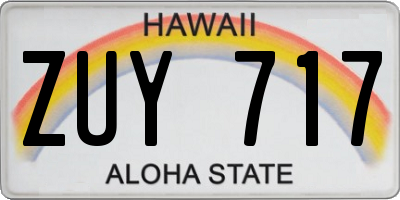 HI license plate ZUY717