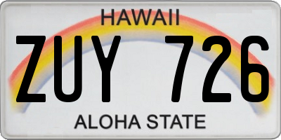 HI license plate ZUY726