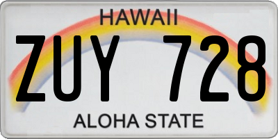 HI license plate ZUY728