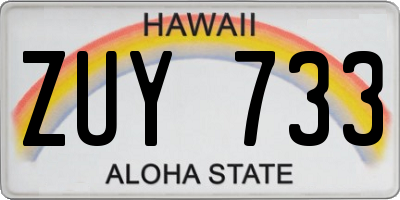 HI license plate ZUY733