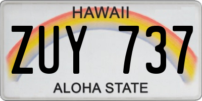 HI license plate ZUY737