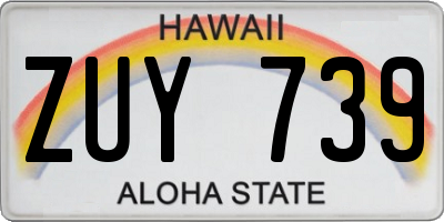 HI license plate ZUY739