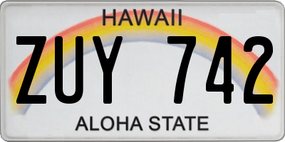 HI license plate ZUY742