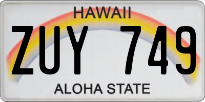 HI license plate ZUY749