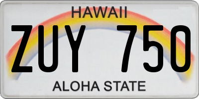 HI license plate ZUY750