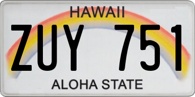 HI license plate ZUY751