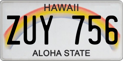 HI license plate ZUY756