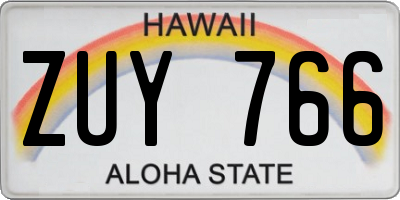 HI license plate ZUY766